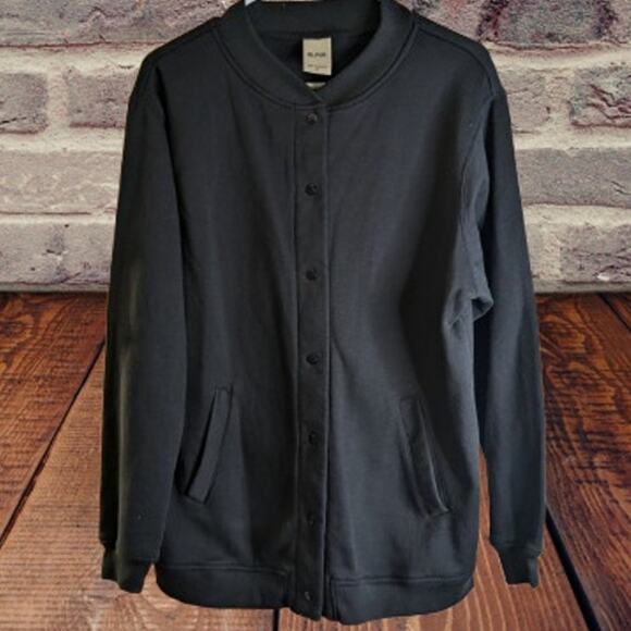 Blair medium black long sleeve snap down front cotton blend jersey womans jacket - Picture 1 of 1